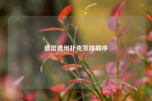 德信德州扑克发排顺序