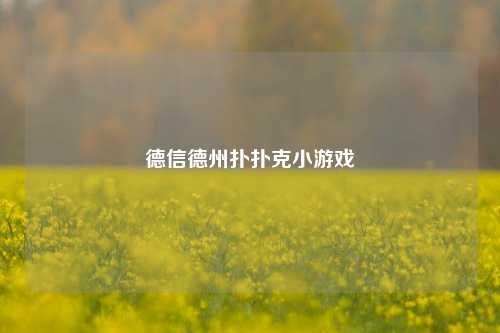 德信德州扑扑克小游戏