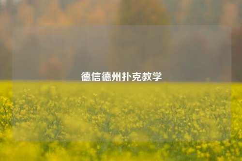 德信德州扑克教学